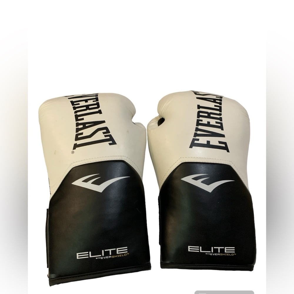 Everlast white boxing gloves engineered for heavy bag training
